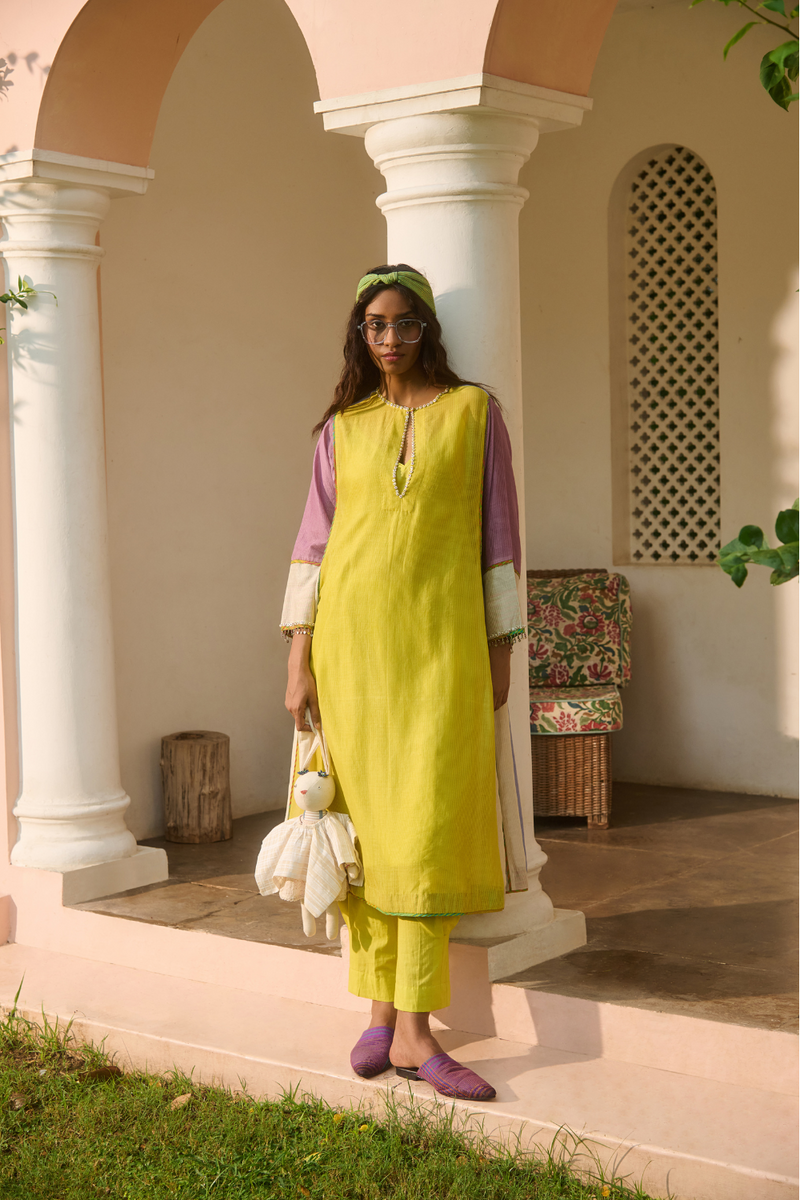 DAISY KURTA-MULTICOLOR chanderi by SWATTI KAPOOR in multi color for women in Singapore