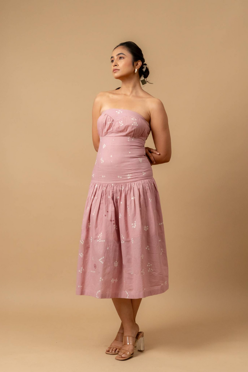 Bellblush bandhani dress by Doodlage in pink color for women in Singapore
