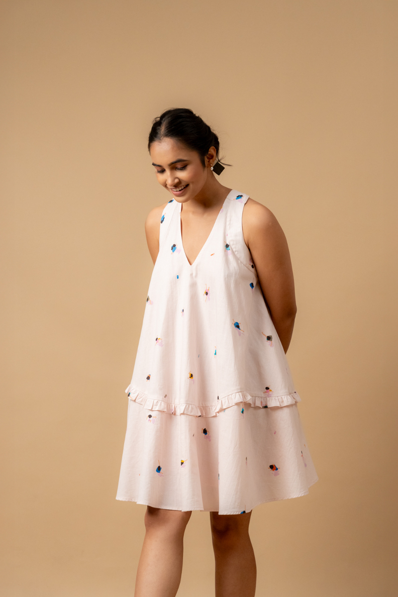 Daisy Daze Printed Dress by Doodlage in pink color for women in Singapore