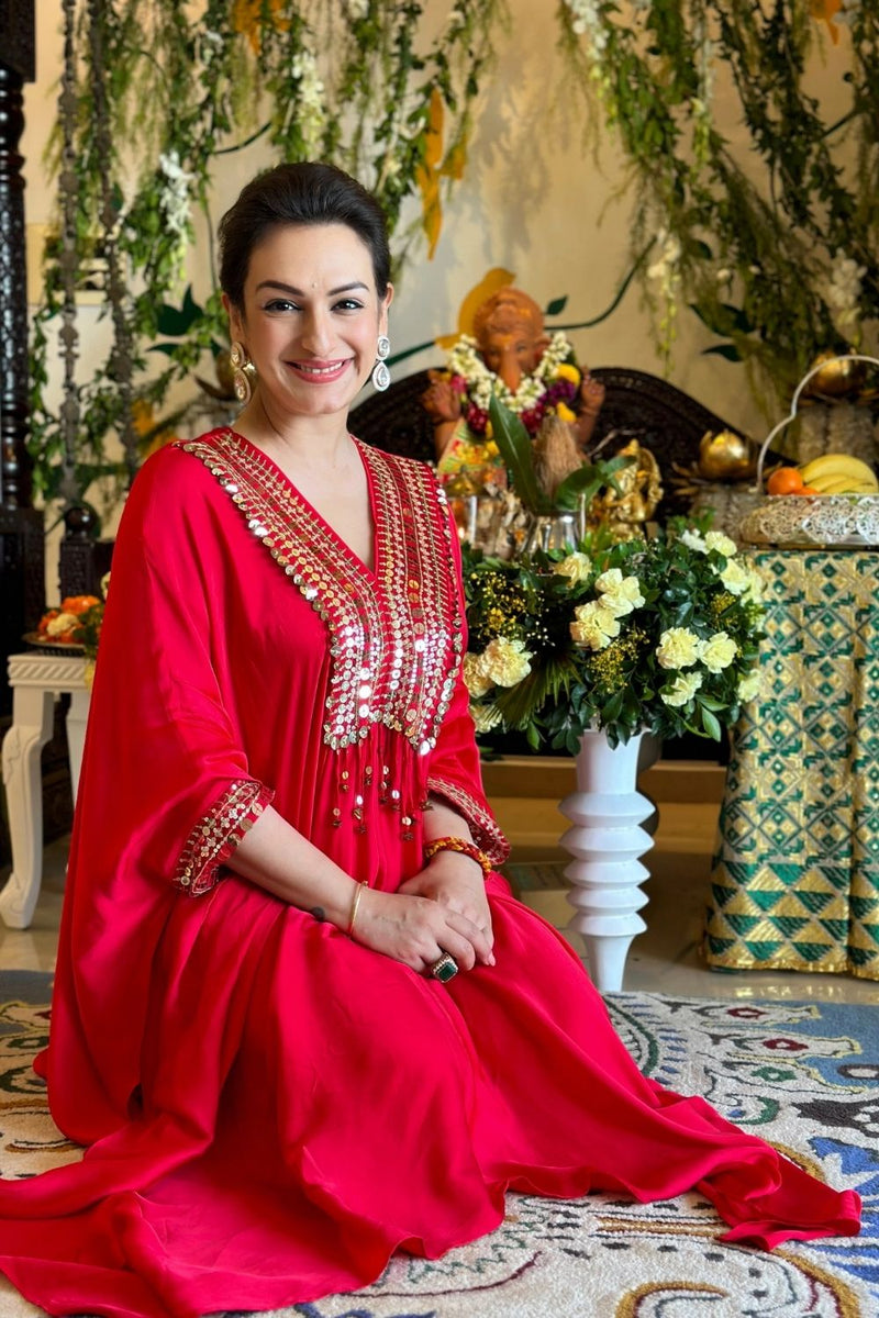Morrocon Red Kaftaan Set-Size S