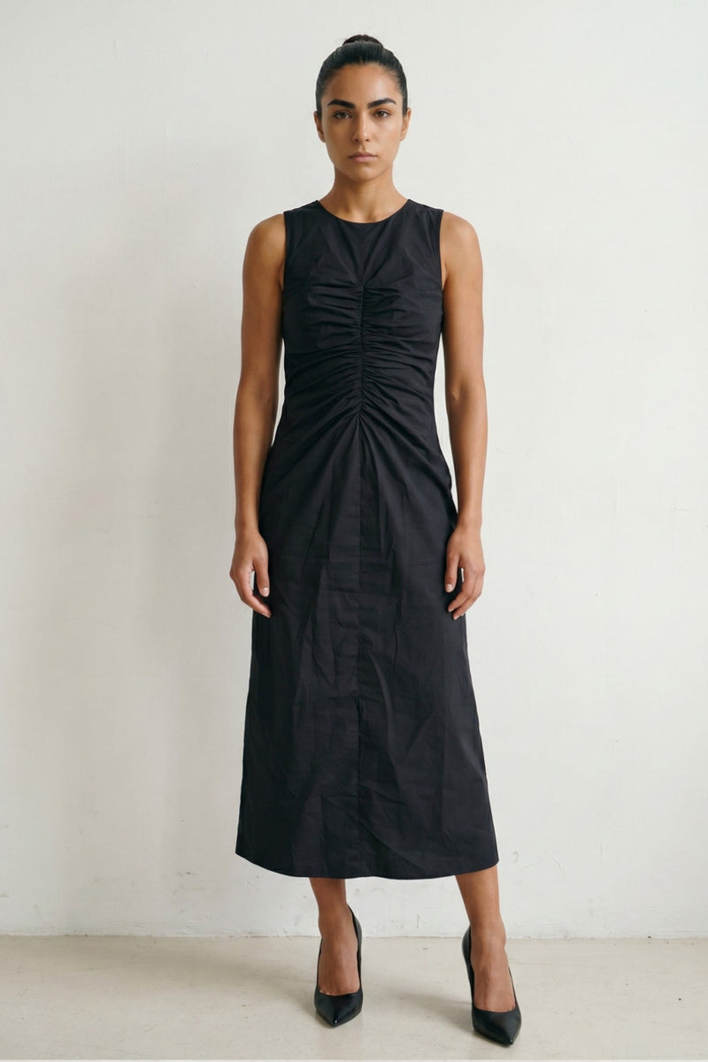 Sarah Noir Dress poplin dress by Doodlage in black for women in Singapore