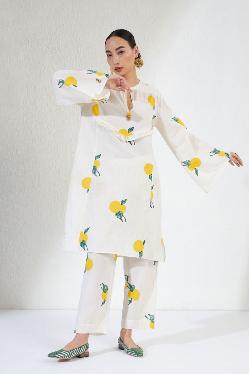 VEERA SET 1 cotton Light Kurta Sets by Aavidi in white color for women in Singapore