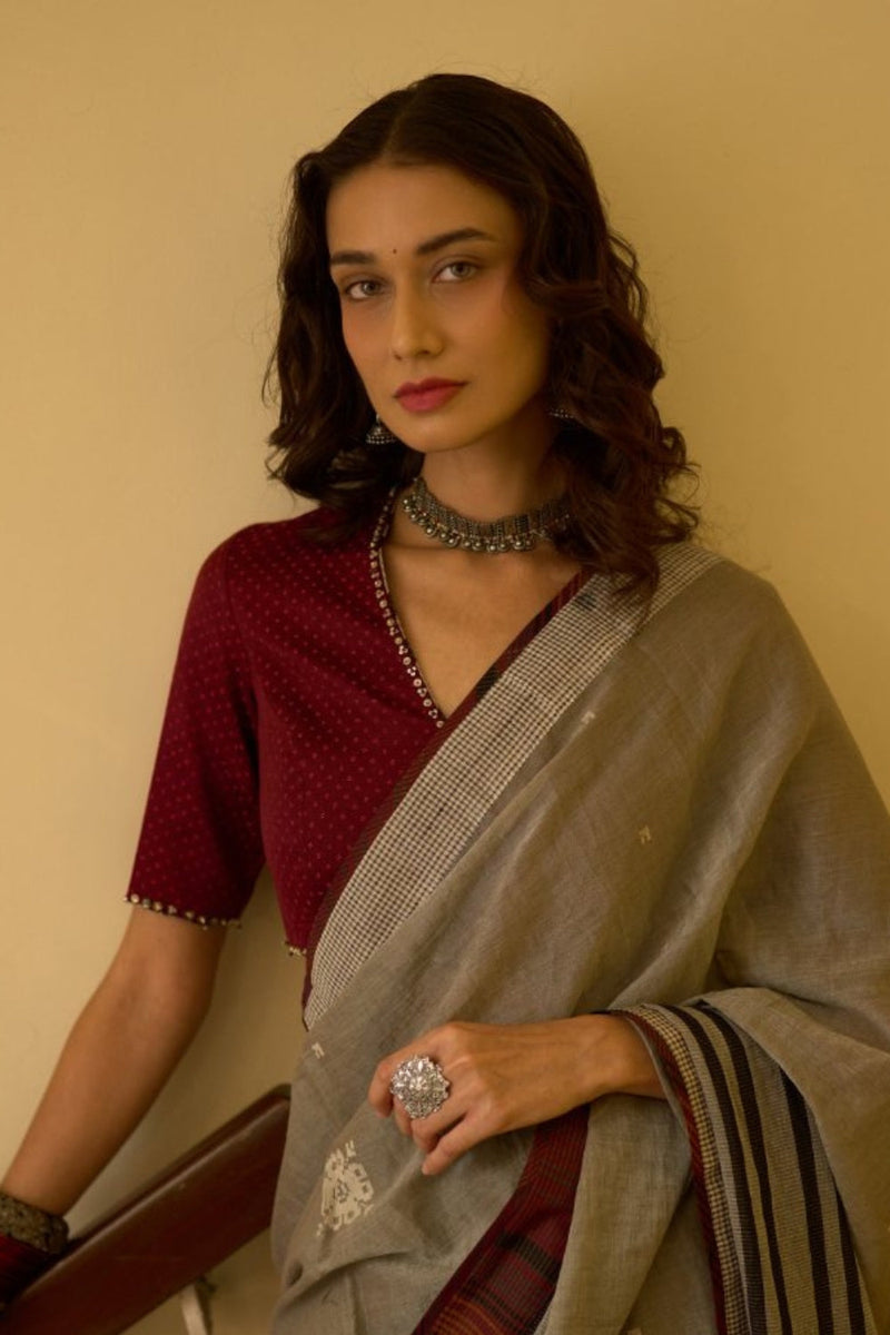 Janki Blouse mashru blouse by SWATTI KAPOOR in maroon for women in Singapore