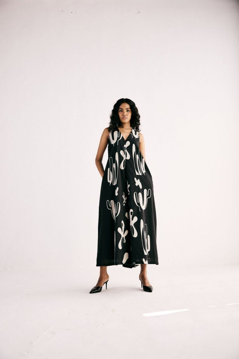 CACTUS JUMPSUIT cotton by Khara Kapas in black for women in Singapore