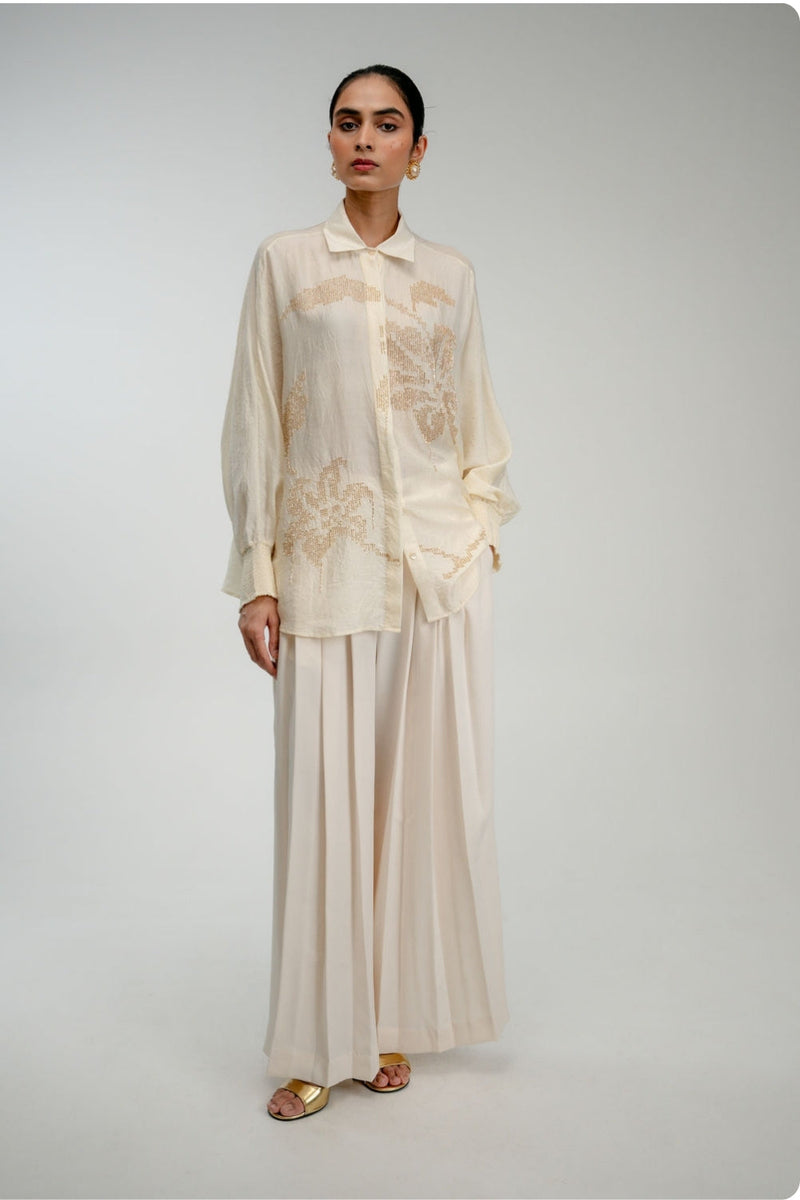 The Afternoon Shirt mulberry silk top/shirt by Ode to Odd in off white for women in Singapore