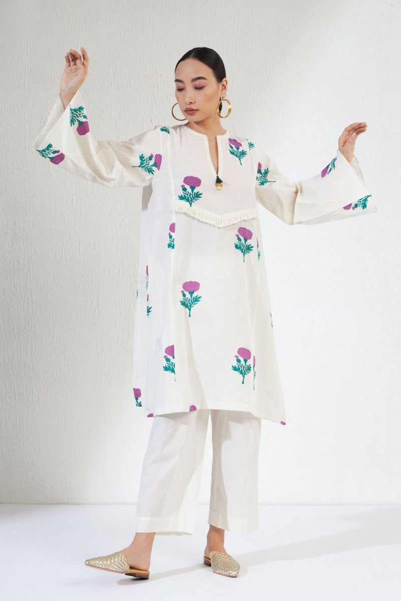 VEERA SET 2 cotton Light Kurta Sets by Aavidi in white color for women in Singapore