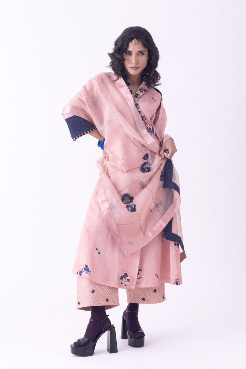 Zola-Dupatta silk organza dupatta by Shades of India in beige for women in Singapore