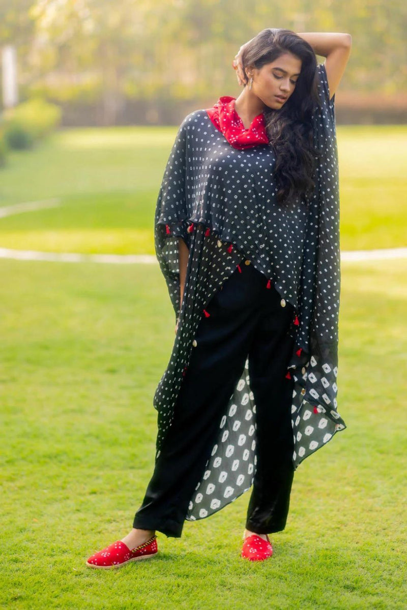 SILK PANTS WITH BEADS-BLACK silk by Dyelogue in black color for women in Singapore