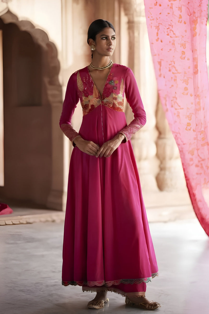 Nadira Magenta Anarkali Set