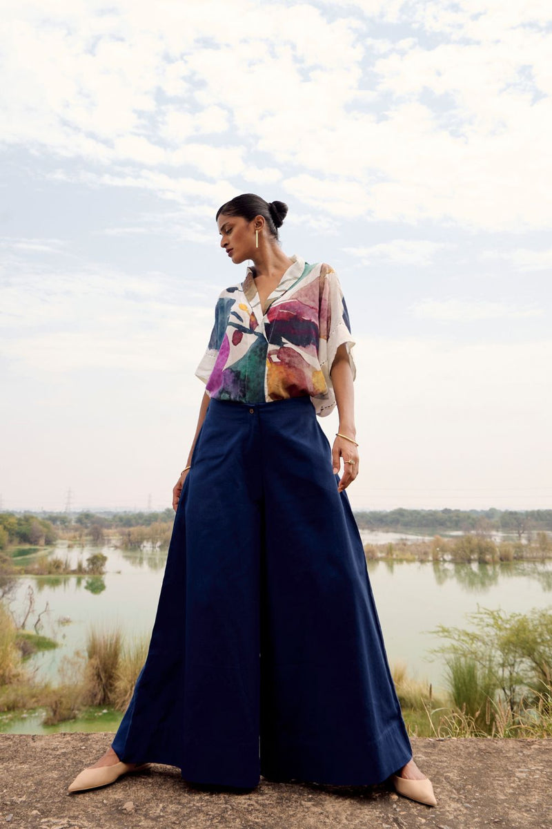 Blue jay top cotton by Khara Kapas in multi for women in Singapore