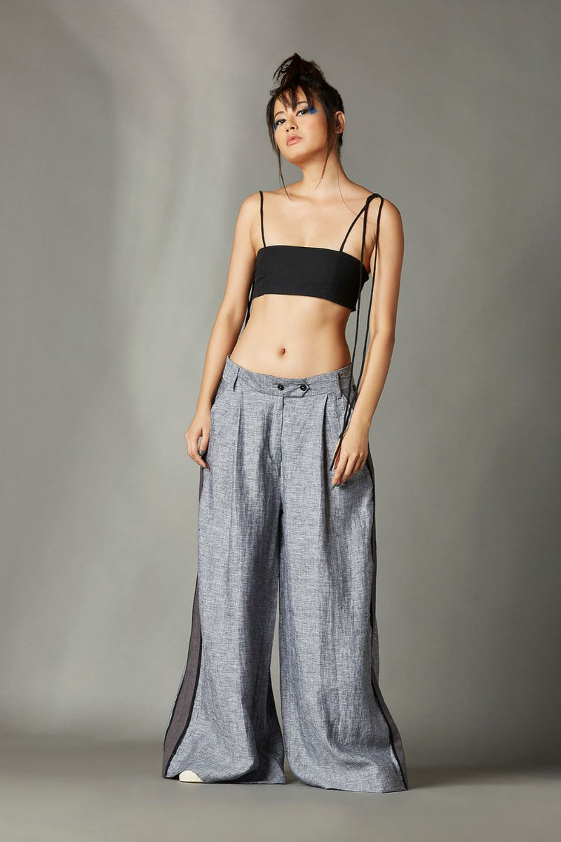 Morgan Trousers linen by Chola in grey color for women in Singapore