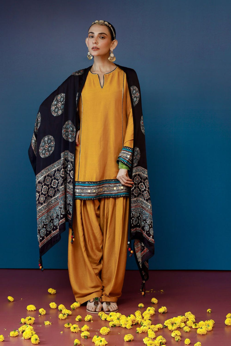 Pherie Mustard Salwaar Kameez and Dupatta Set