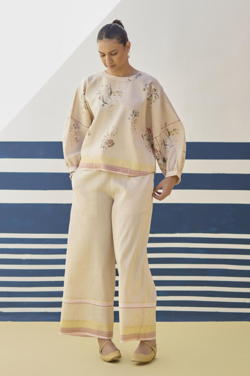 Myra Watercolor Floral Co-ord Set
- Sand linen by Manan in natural color for women in Singapore