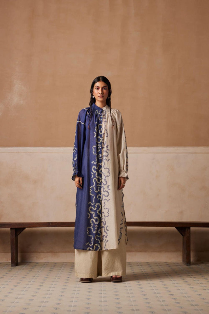 Chloe Dress-Indigo-Ivory Spiral cotton by CORD for women in Singapore