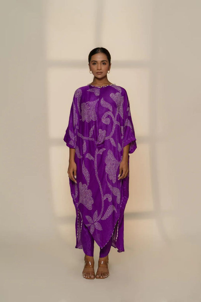 IKEBANA SET-PURPLE silk by Dyelogue in purple color for women in Singapore