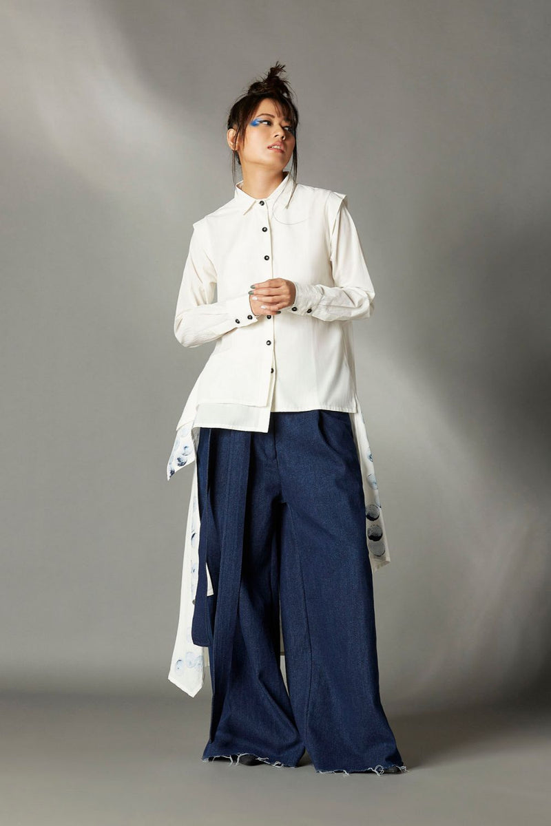 Elvira Hand Painted Shirt cotton by Chola in white color for women in Singapore