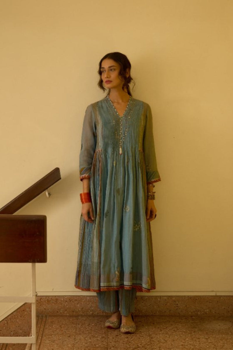 Chhaya Kurta chanderi kurta/kurta set by SWATTI KAPOOR in blue for women in Singapore