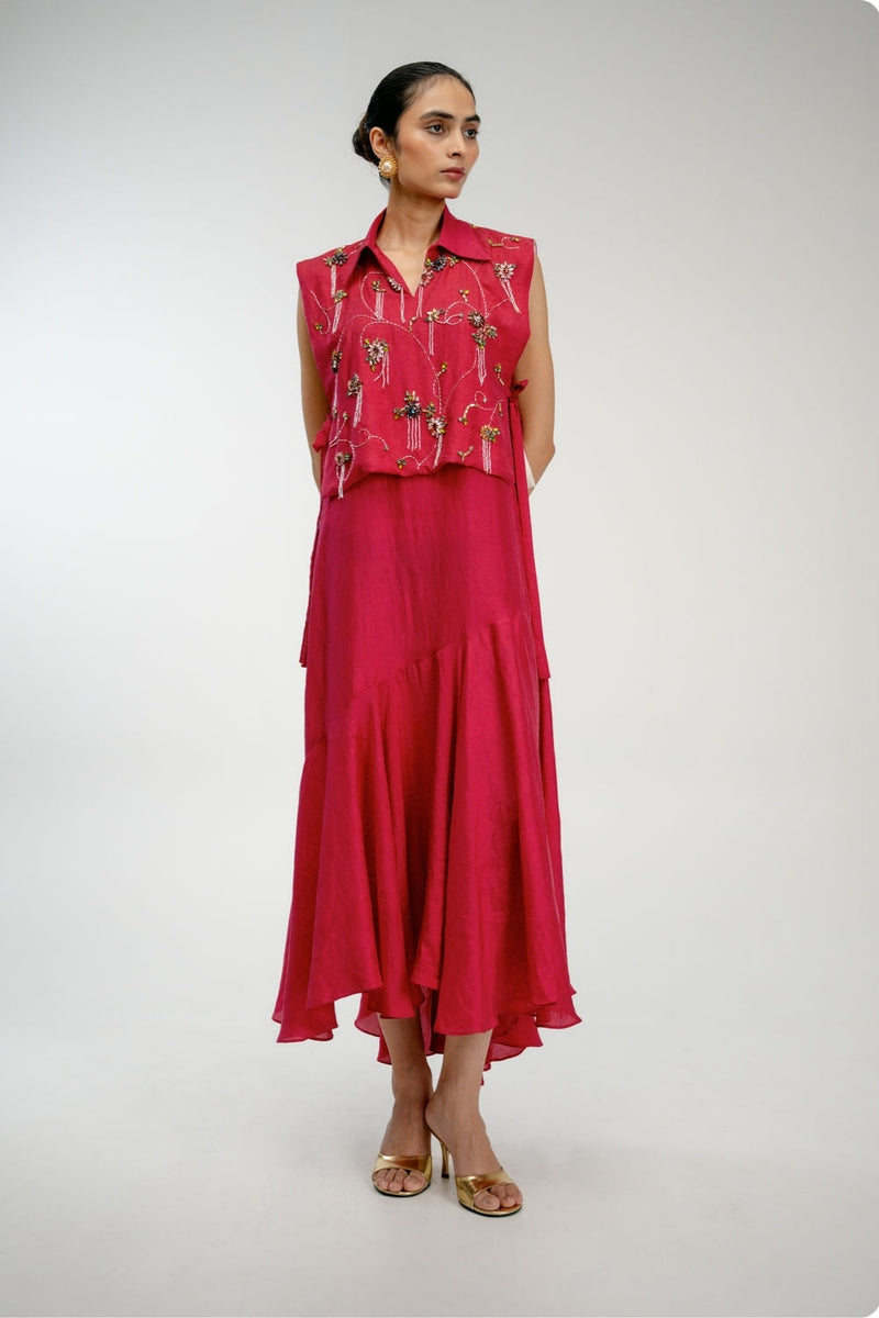 Found Again Set mulberry silk dress by Ode to Odd in pink for women in Singapore