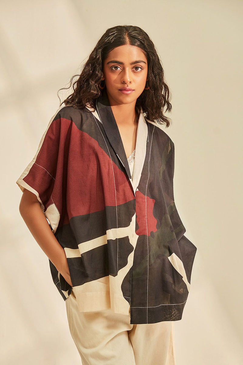 Aba cape Shrug cotton by Khara Kapas in black for women in Singapore