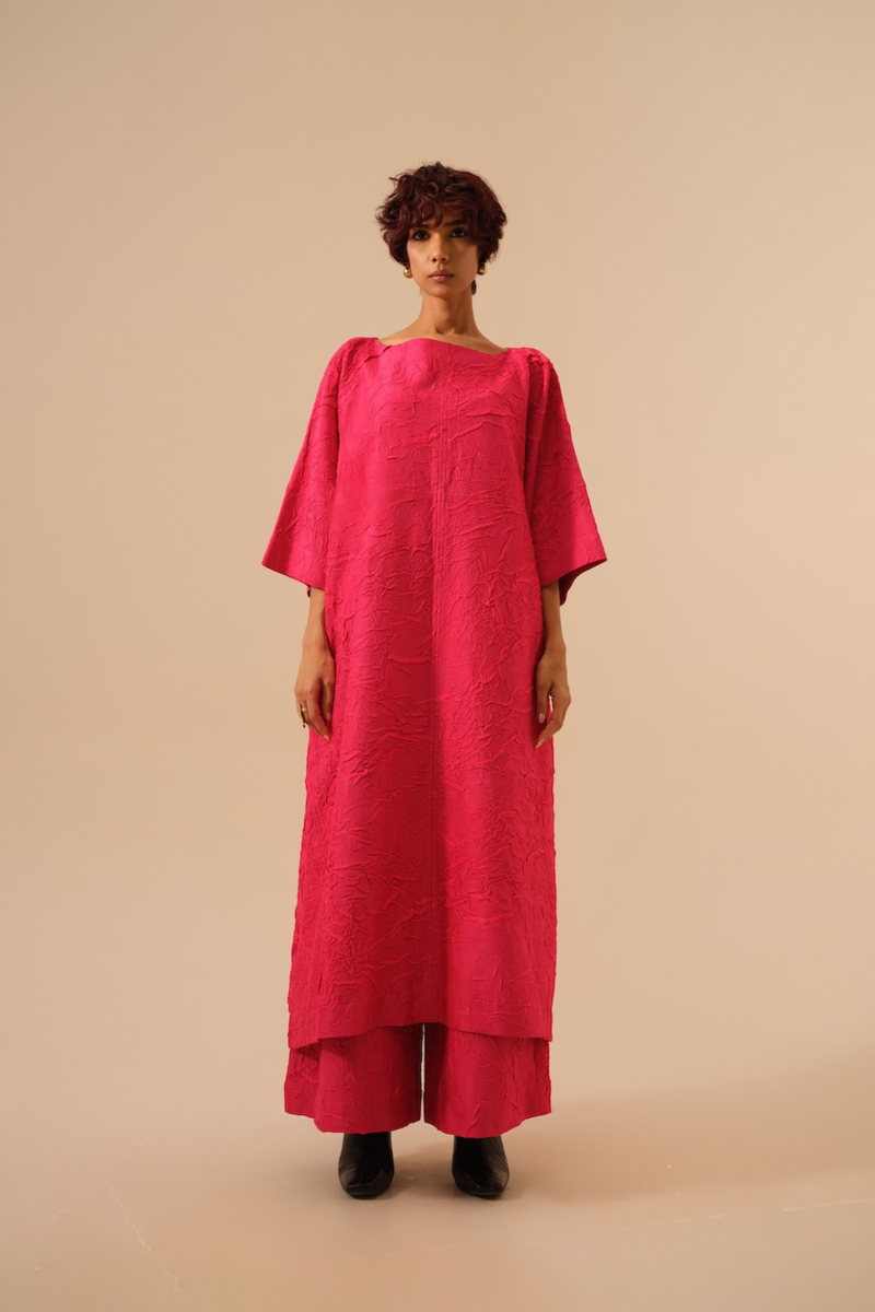 Root Pants-Pink crushed silk pants/trousers by Stoique in pink for women in Singapore