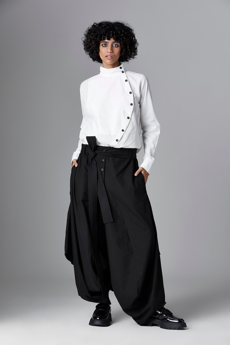 ABIR TROUSERS poplin Pants/Trousers by Chola in black color for women in Singapore