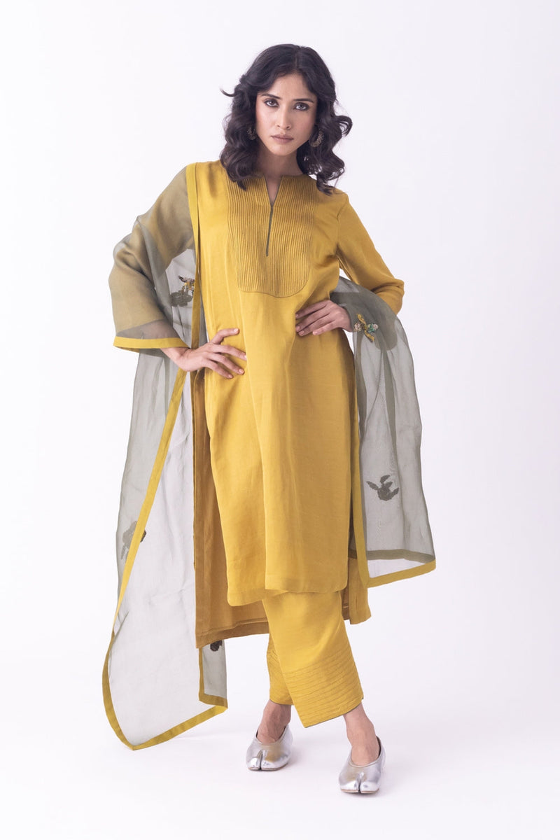 Dori-Dupatta silk organza dupatta by Shades of India in olive for women in Singapore