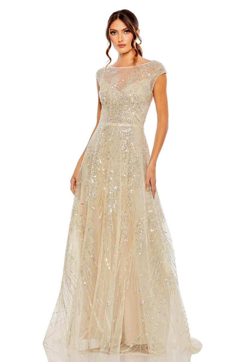 MD-20524 Longflared Gown-Beige by Mac Duggal in beige color for women in Singapore