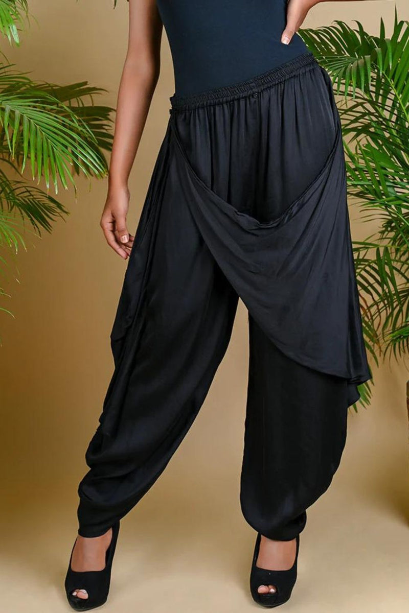 WRAP DHOTI-INDIGO BLUE silk by Dyelogue in blue color for women in Singapore
