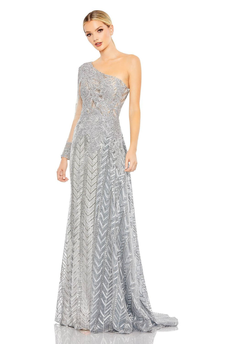 MD-20401 Long Gown-Grey by Mac Duggal in grey color for women in Singapore