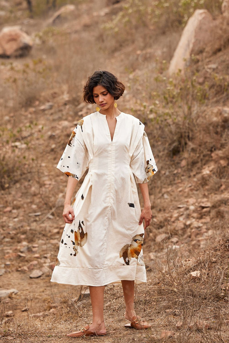 Bahariya Dress cotton by Khara Kapas in white for women in Singapore