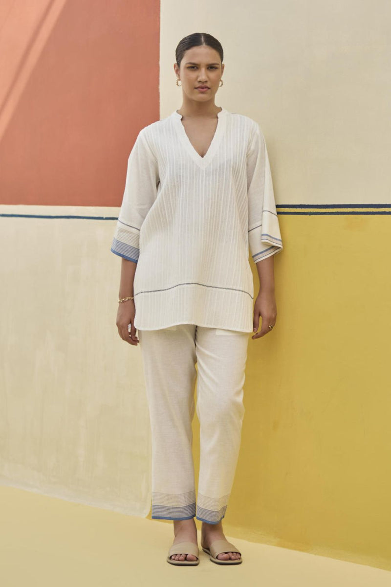 Neri Border Linen Co-ord Set
- Ivory linen by Manan in ivory color for women in Singapore