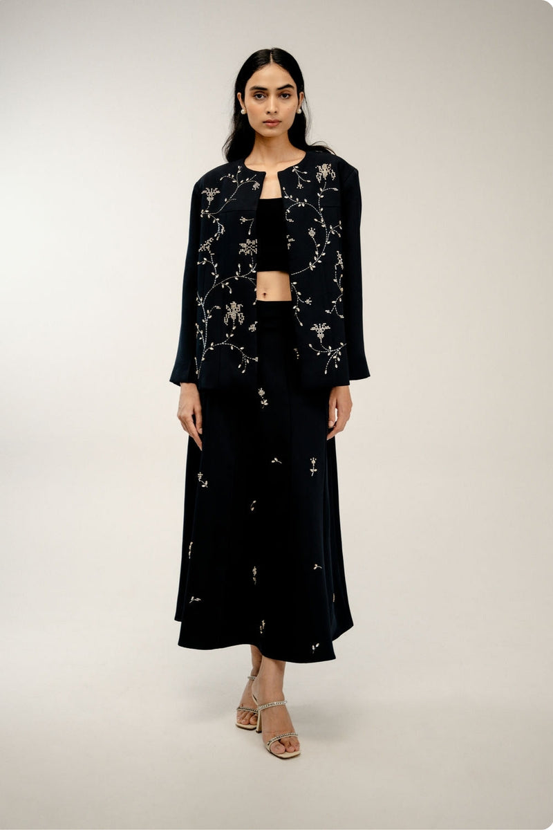 Old Pages Set japanese crepe co-ord set by Ode to Odd in black for women in Singapore