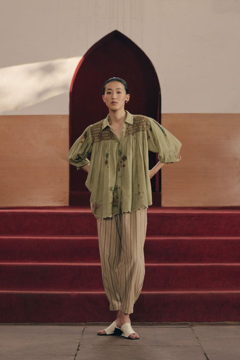 Pleat Pant - Striper Brown by CORD for in Singapore
