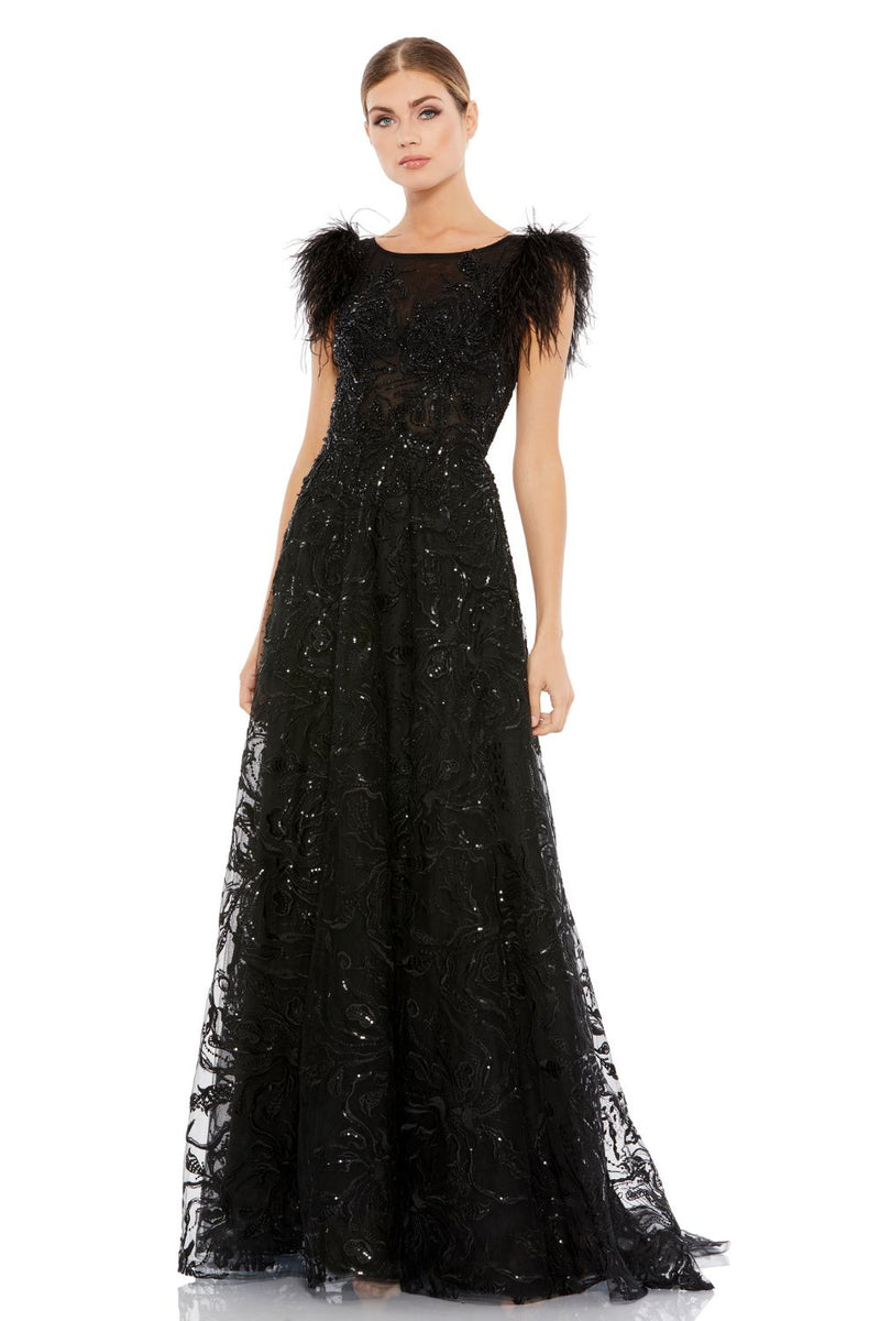 MD-20296 Long Flared Gown-Black by Mac Duggal in black color for women in Singapore
