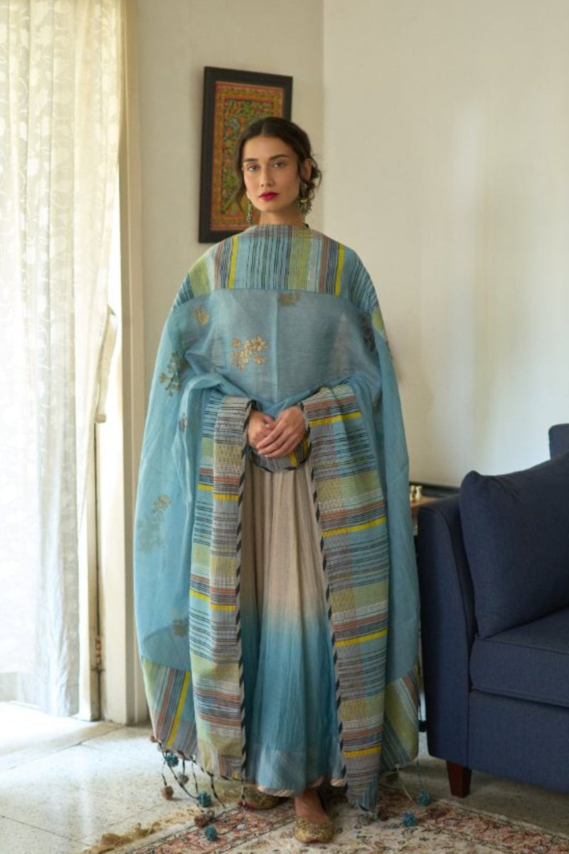 Tina Dupatta chanderi dupatta by SWATTI KAPOOR in blue for women in Singapore