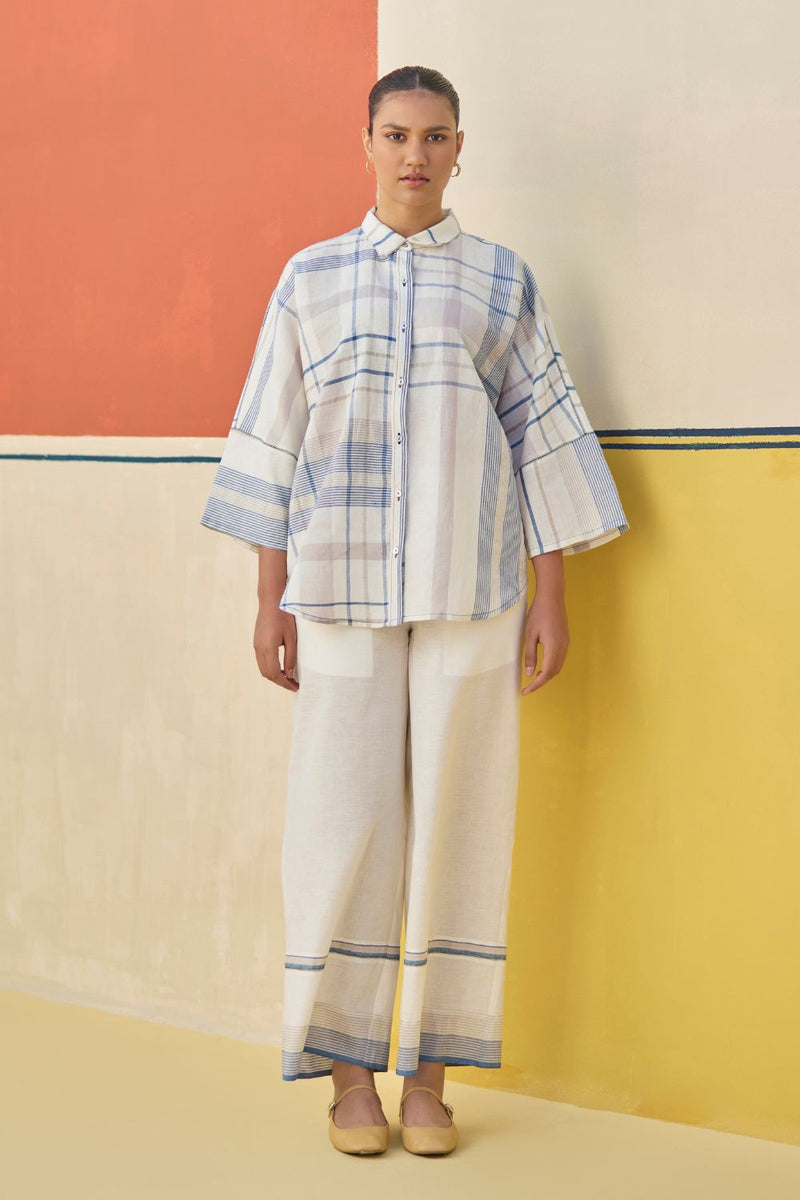 Cara Check Linen Co-ord Set
- Ivory linen by Manan in ivory color for women in Singapore