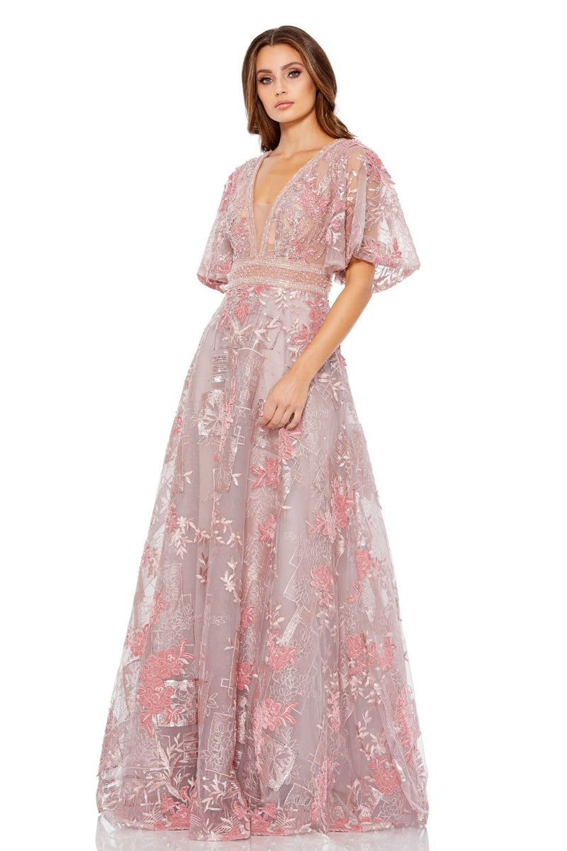 MD-20262 Flared Gown-Pink by Mac Duggal in pink color for women in Singapore