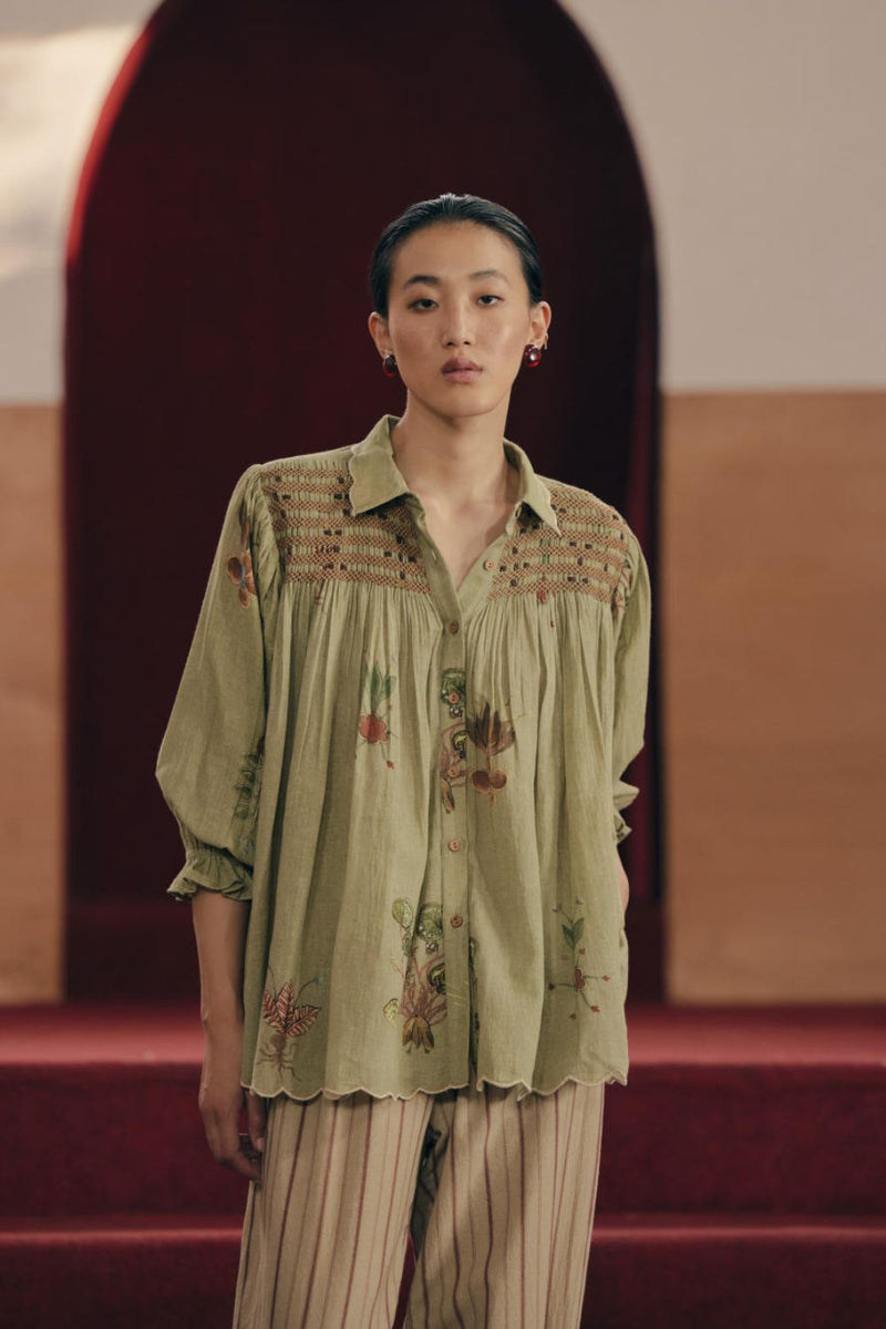 Judy Shirt - Sage Green Botanical by CORD for in Singapore