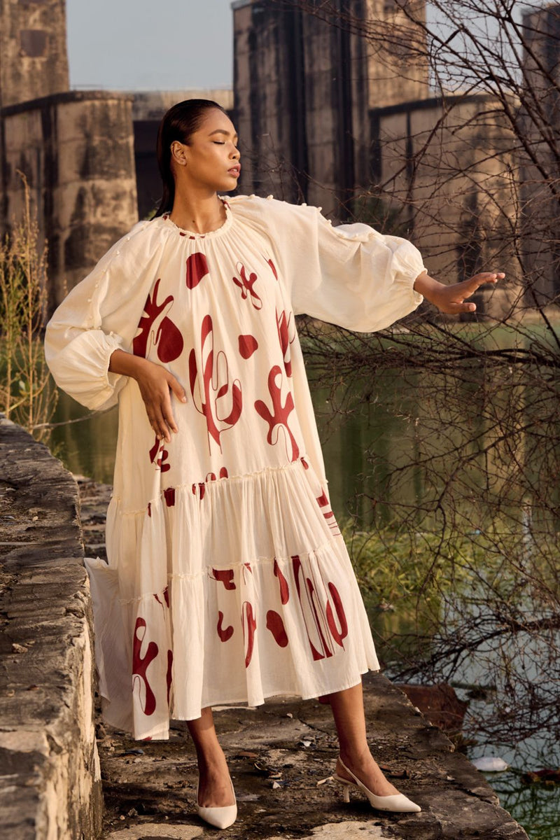 Lavella maxi dress cotton by Khara Kapas in white for women in Singapore