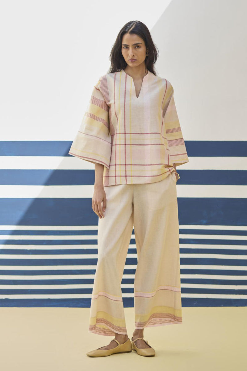 Kira Check Linen Co-ord Set
- Sand linen by Manan in natural color for women in Singapore