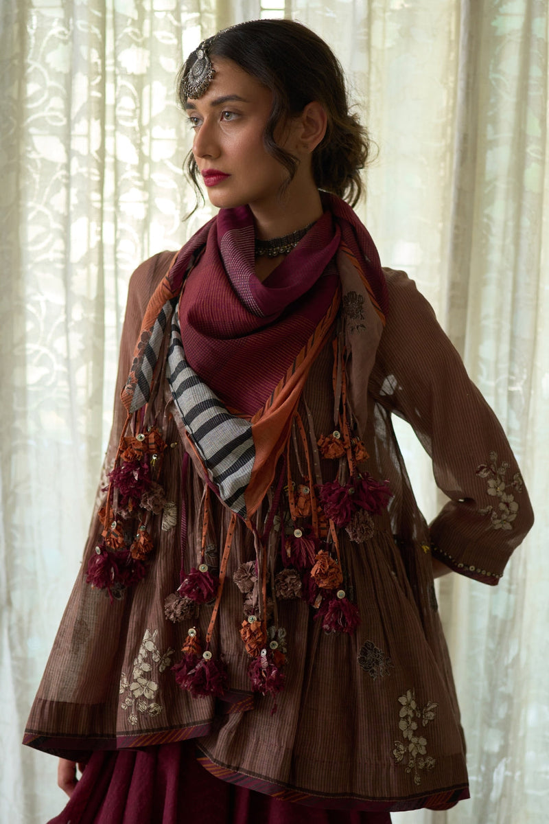 Tavi Scarf chanderi scarves & stoles by SWATTI KAPOOR in multi-color for women in Singapore