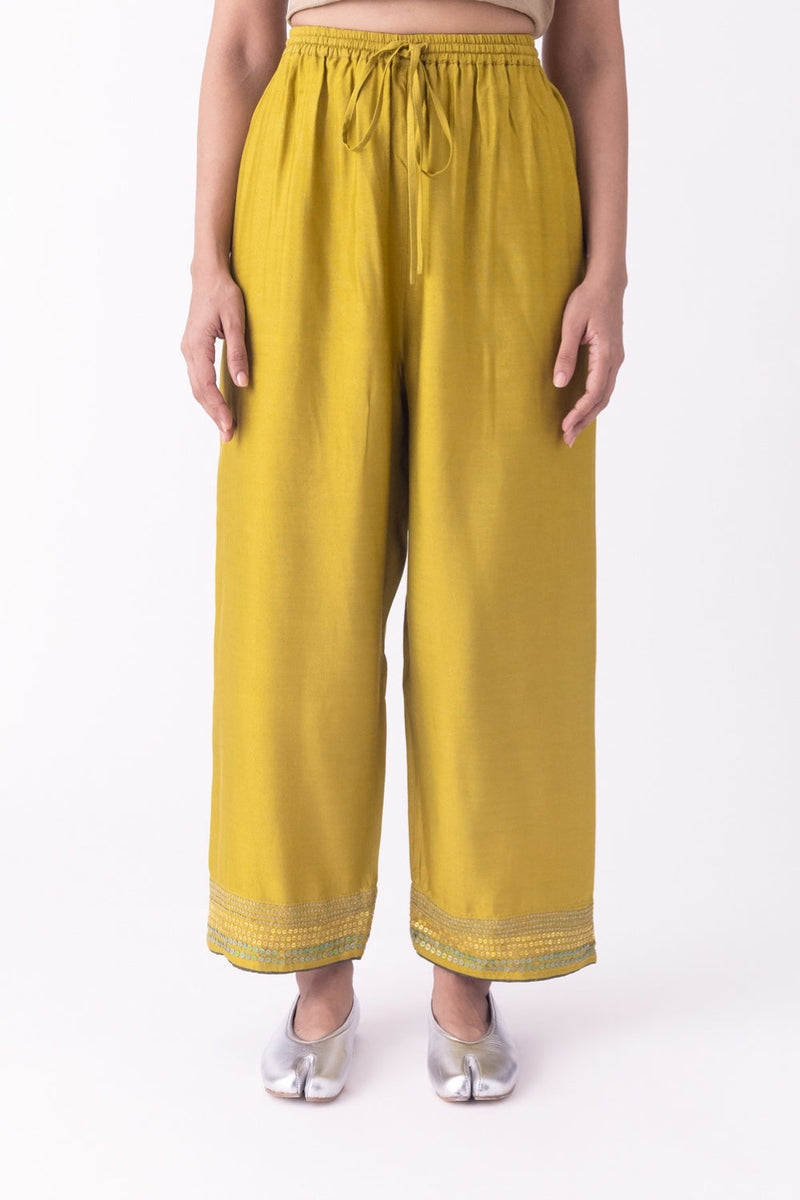 Uday-Pyjama silk blend pyjama/salwar by Shades of India in mustard for women in Singapore