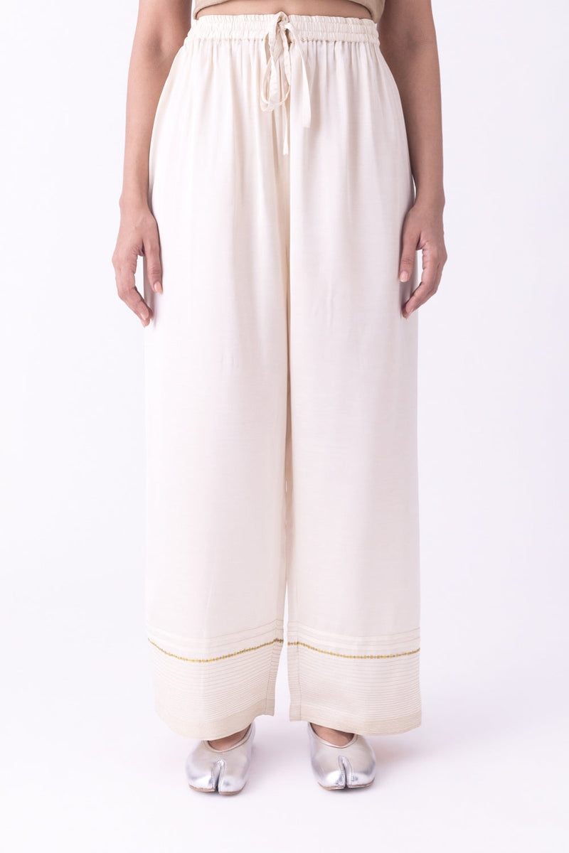 Tarasha-Pyjama linen blend pyjama/salwar by Shades of India in brown for women in Singapore