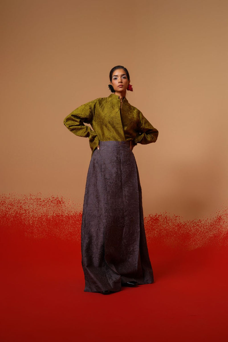 Haze Skirt-Ash Grey mysore silk skirts by Stoique in ash grey for women in Singapore