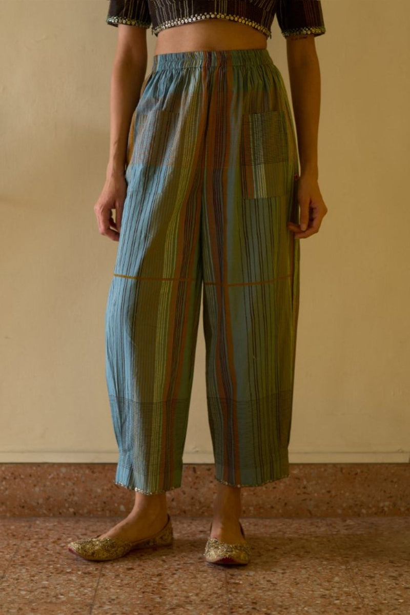 Pami Pant cotton pyjama/salwar by SWATTI KAPOOR in blue for women in Singapore