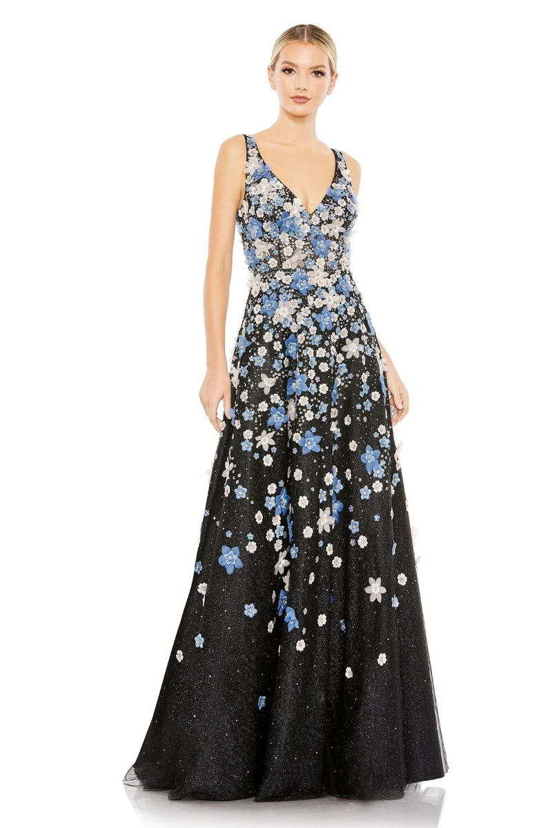 MD-A11169 Embroidered Flared Gown-Black by Mac Duggal in black color for women in Singapore