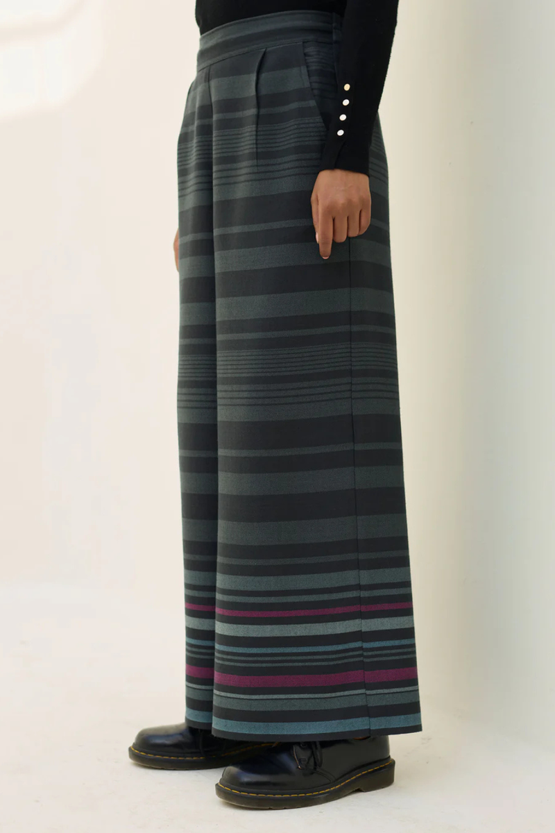 Vola Merino Wool Culottes - Charcoal by Manan in charcoal color for women in Singapore