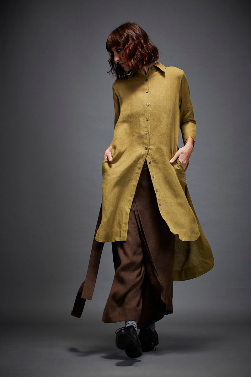 LEXIS SHIRT linen by Chola in olive color for women in Singapore