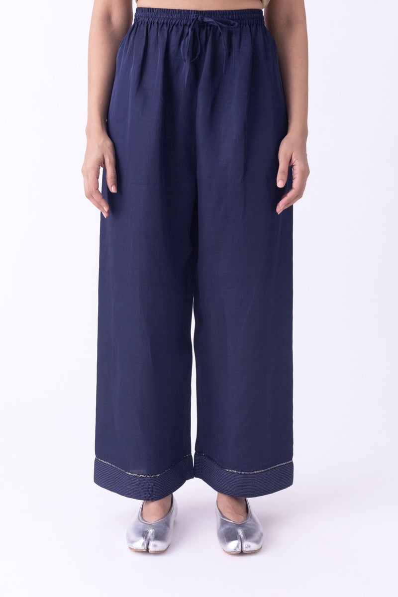 Taarika-Pyjama linen blend pyjama/salwar by Shades of India in indigo for women in Singapore
