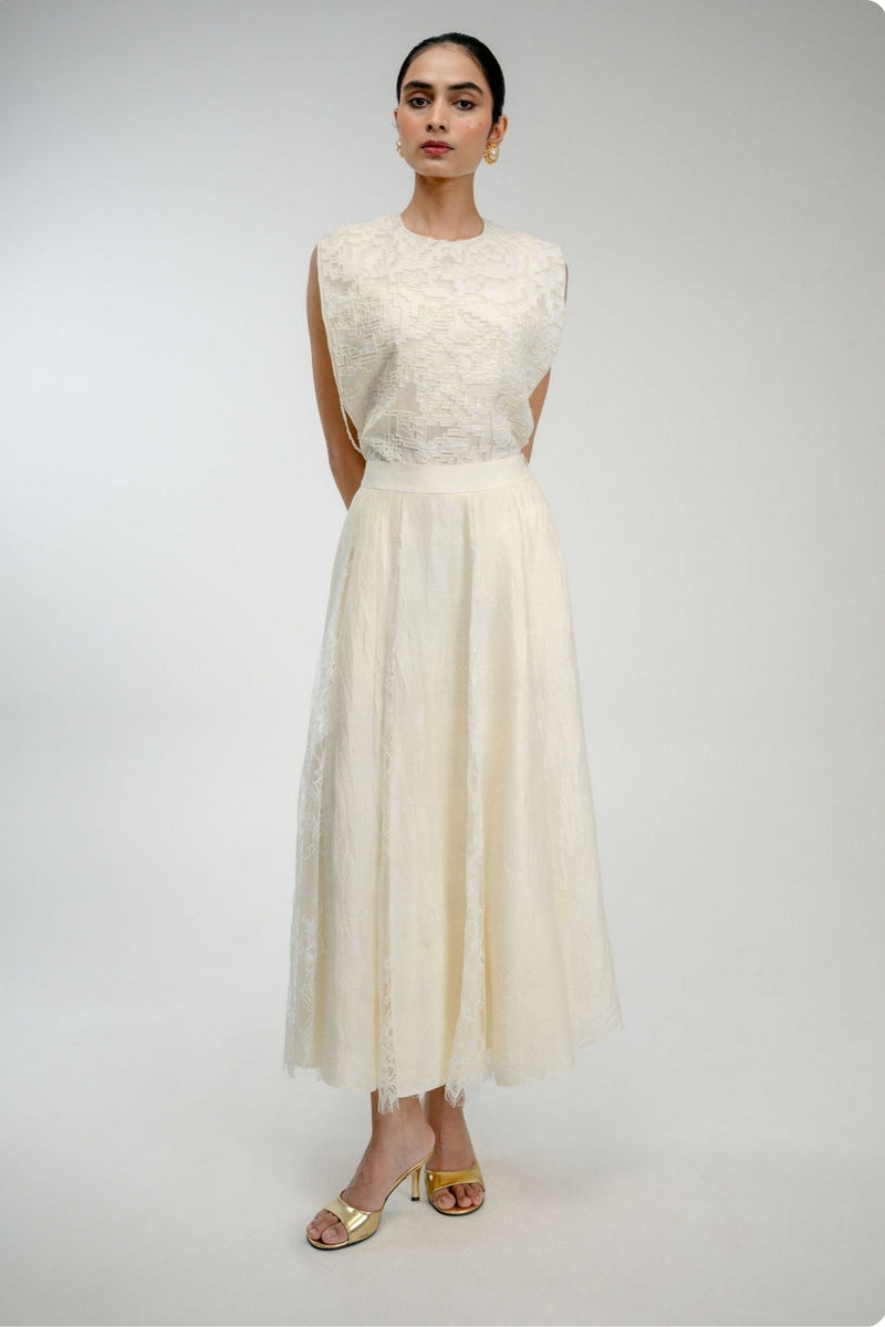 Old Rose Skirt mulberry silk skirt by Ode to Odd in off white for women in Singapore
